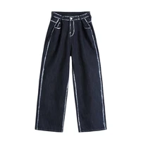 women jeans vintage adjustable high waist wide leg trousers autumn new ins all match streetwear retro korean harajuku pants