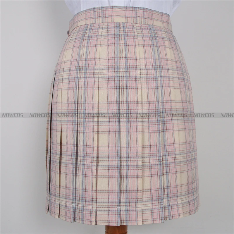

[Honey Peach with cheese] Girls Short Sleeve High Waist Pleated Skirts Plaid Skirts Women Dress For JK School Uniform Students