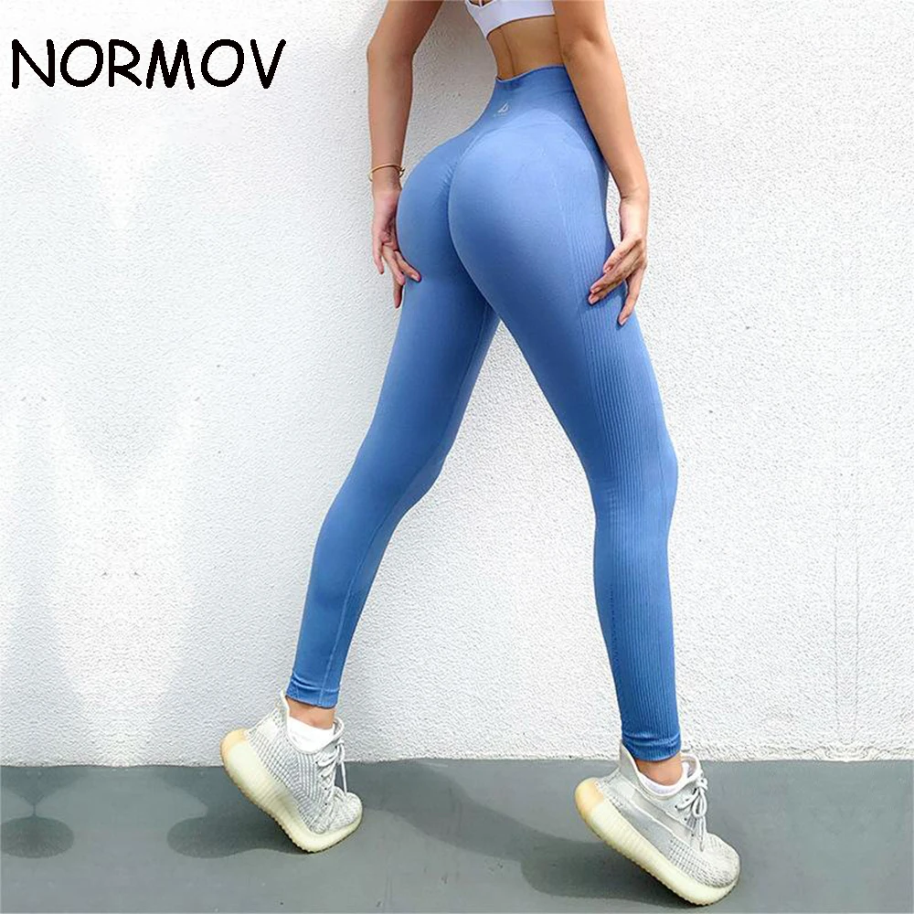 

NORMOV Fitness Leggings Women High Waist Pants Push Up Solid Sexy Women Leggings Workout Legging Skinny Dry-Quicker Clothing
