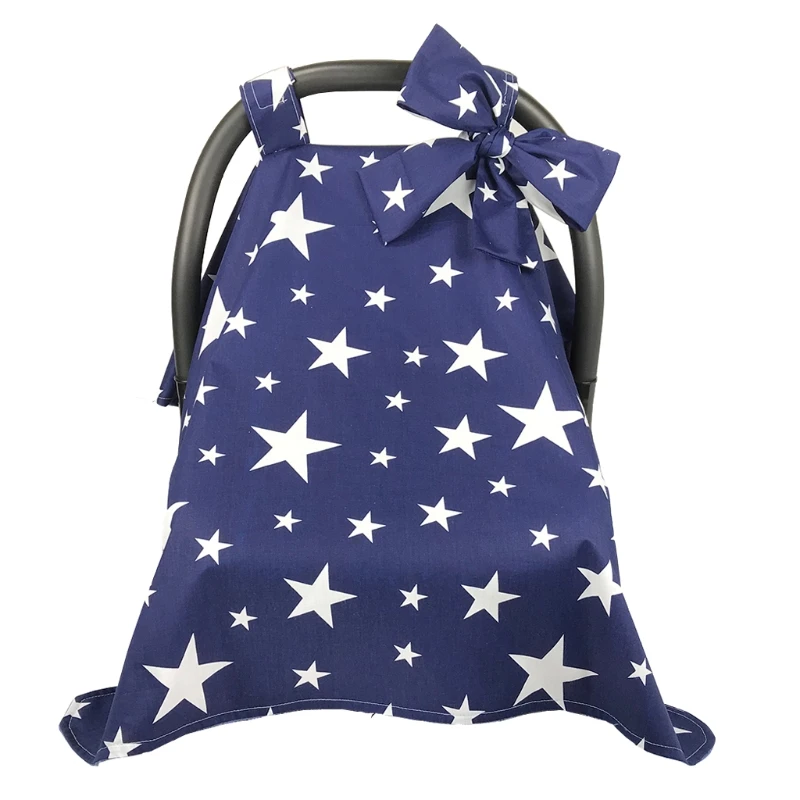 

Cotton Baby Car Seat Canopy Cover Infant Children Stripes Stars Carseat Covers U50F