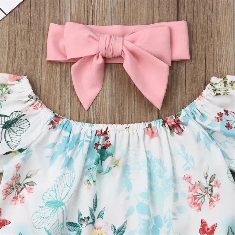 

Toddler Kids Baby Girl Floral Outfits Clothes T-shirt Tops+Pants/Shorts 3PCS Set