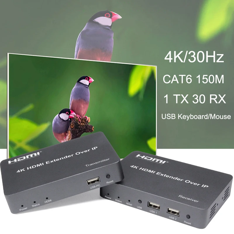 4K HDMI расширитель по TCP IP поддержка Gigabit PoE сетевой коммутатор CAT5E USB мышь клавиатура
