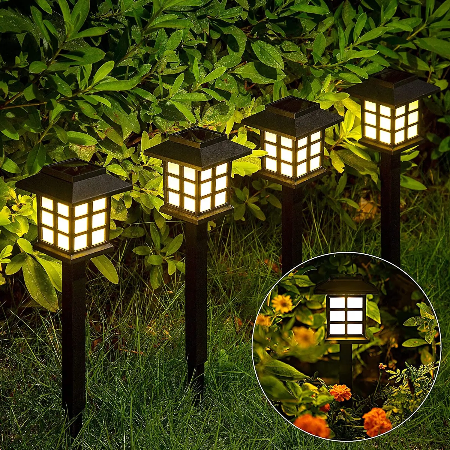 

4PCS Solar LED Lights Outdoor Waterproof Landscape Lighting Solar Lights Decorative Light for Pathway Walkway Driveway Yard Lawn