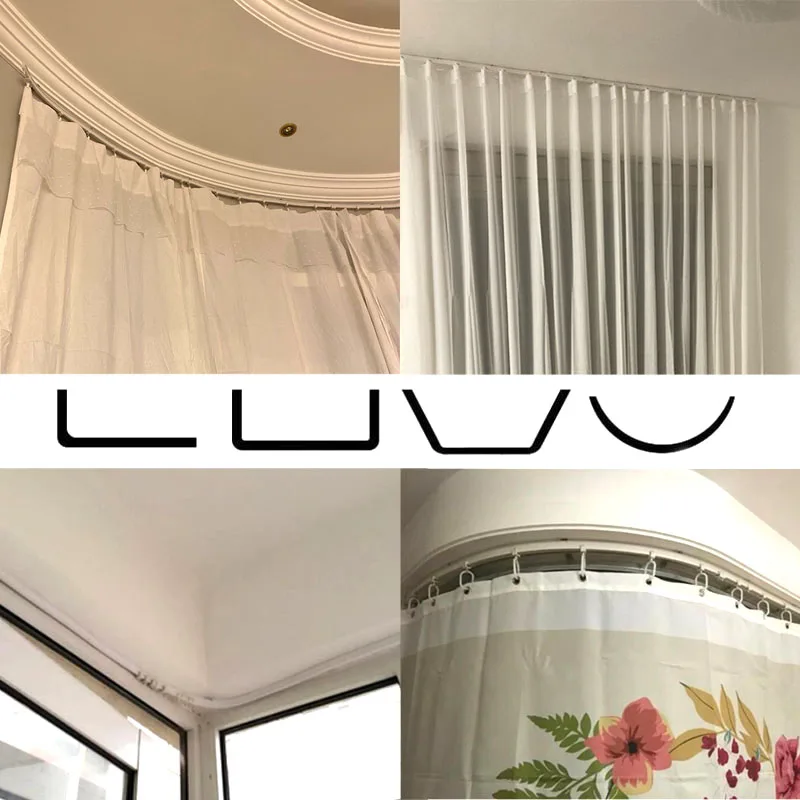 3M Curved Curtain Track Rail Top Clamping Flexible Ceiling Mounted Straight Windows Balcony Curtain Pole Accessories images - 6
