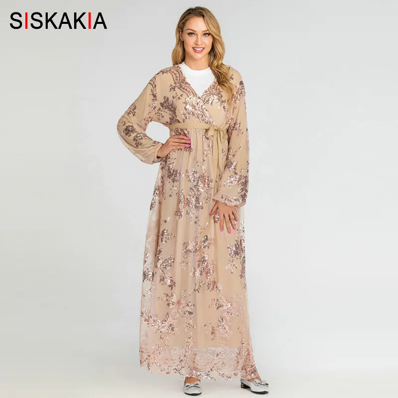 Siskakia роскошное высококачественное кружевное бронзовое платье с длинными