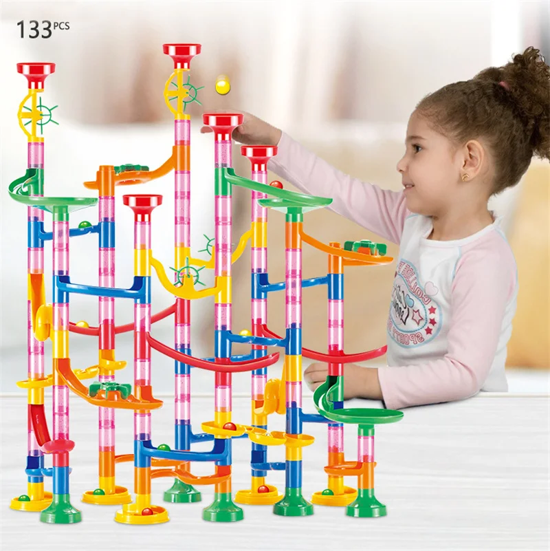 133pcs marble run building blocks marbles slide toys for children diy creativity constructor educational toys children gift free global shipping