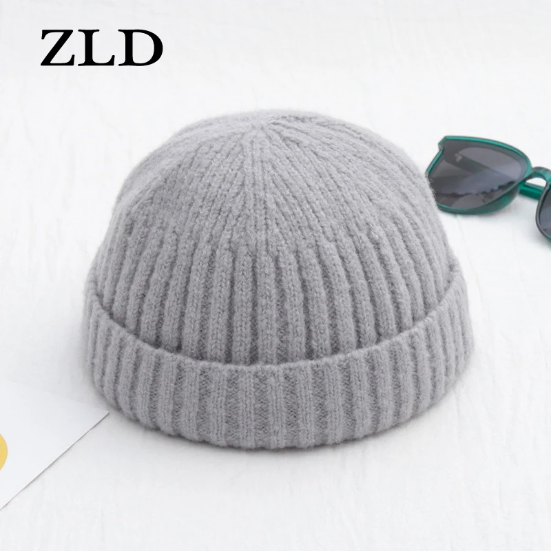 Новинка Зимняя Вязаная мужская шапка ZLD однотонная женская модная Толстая теплая