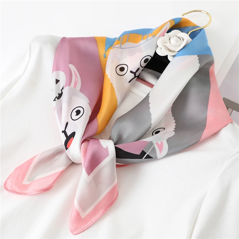 

Women Silk Scarf Luxury Horse Print Brand Square Neck Scarves Lady Foulard Head Band Large Handkerchief 2021 Fashion