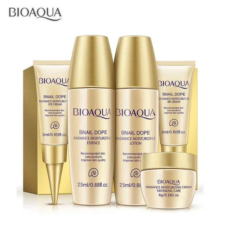 

5Pcs/Set BIOAQUA Snail Makeup Skin care Kits Moisturizing Hydrating Nourishing Oil Control Anti acne Serum Lotion Eye Cream