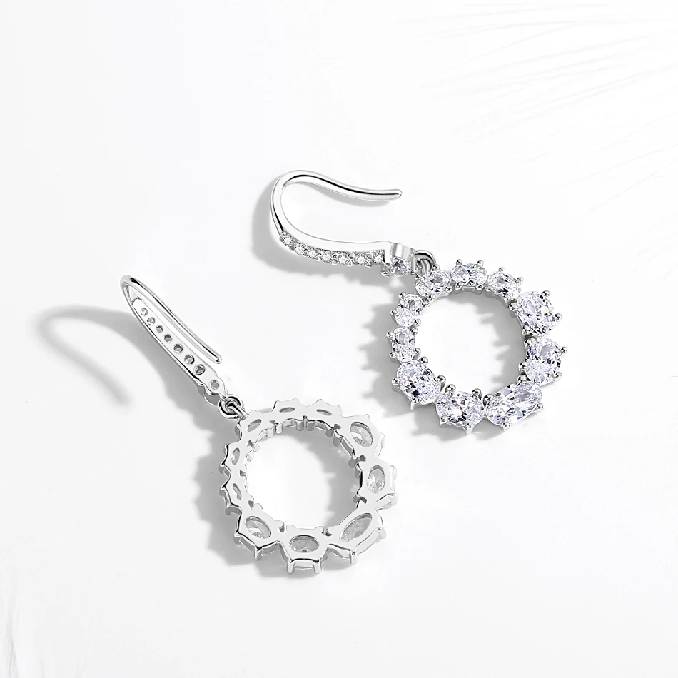 Женские серьги подвески из серебра 925 пробы с фианитами|Серьги-подвески| |