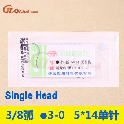Round Suture needle surgery tool microsurgery nylon monofilament wire round harmless needle surgical instrument 10pc/set - Цвет: 3-8 3-0 5x14 Single