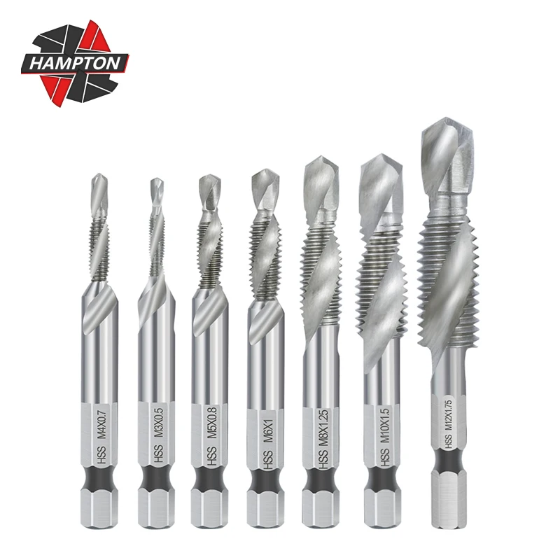 

HAMPTON Machine Tap 6.35mm Hex Shank Metric Thread Tap M3 M4 M5 M6 M8 M10 HSS Screw Tap Drill Bits Metal Spiral Hand Taps