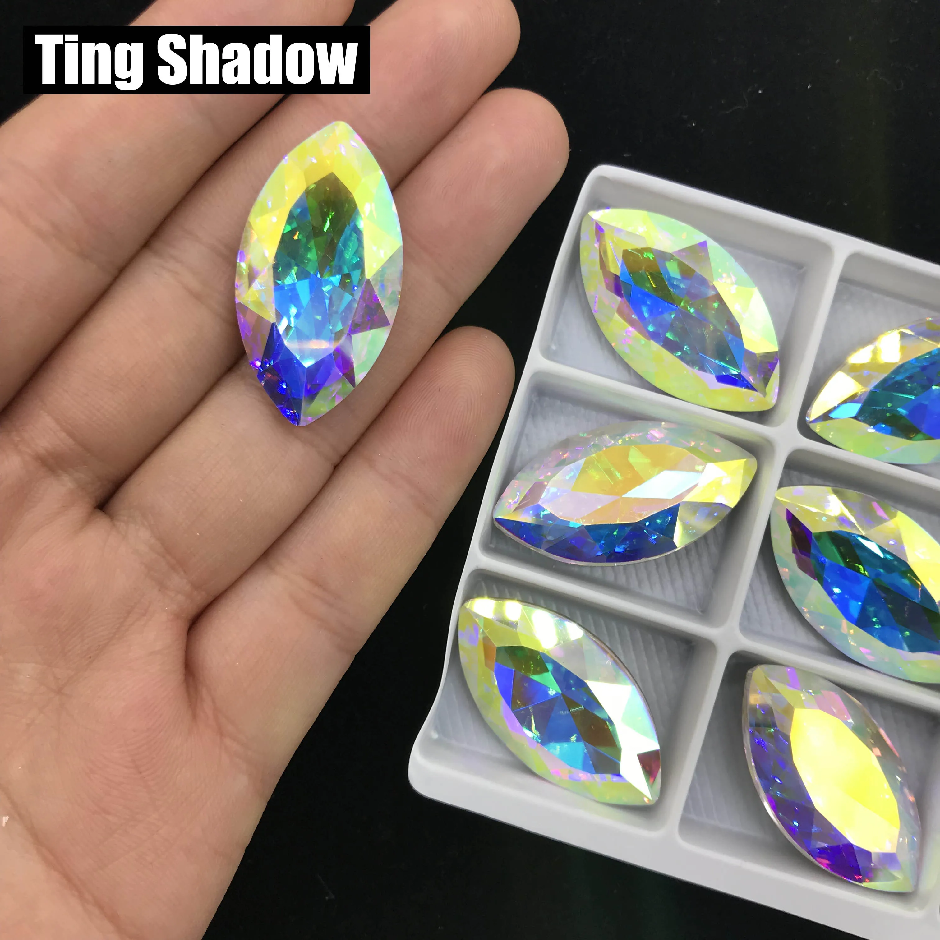 K9 кристалл AB Navette Глаза Лошади хрустальные стразы точечные назад камень маркиза