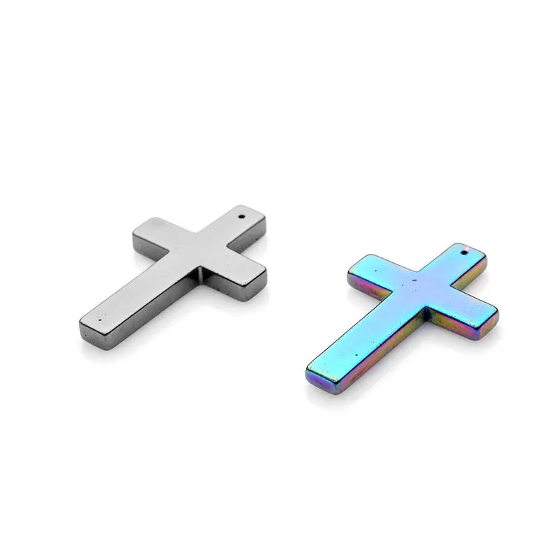 Черный галлоновый камень немагнитное покрытие крест кулон гематит DIY ручной