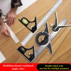 3In1 Набор квадратных угловых линейок Регулируемая многоугольная линейка из нержавеющей стали, многоугольная линейка, транспортир, Измерительные инструменты для деревообработки