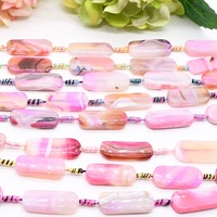 2strandslot 38mm rectangular pink smooth natural agate for jewelry making diy necklace bracelat loose 15 free shipping