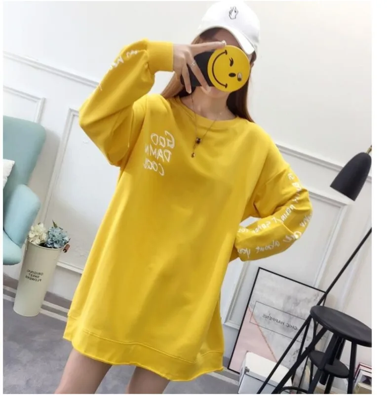 #1714 корейская мода для студентов Свободная Толстовка большого размера в стиле