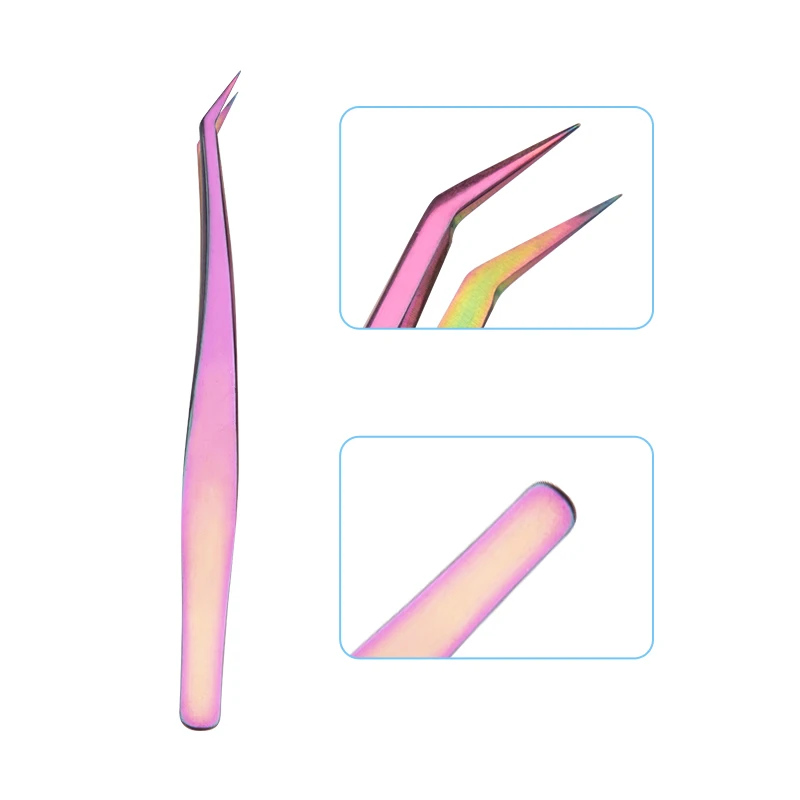 Модные хамелеоны прямые изогнутые ресницы Пинцет из нержавеющей стали Радуга