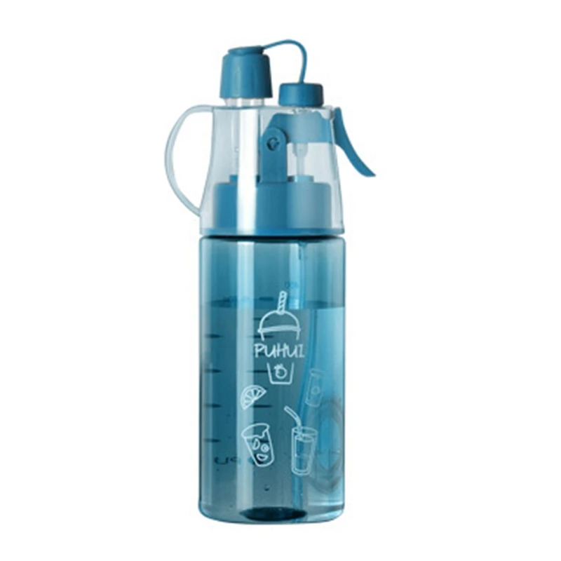 

400ml Portable Sports Gym Bottle Mist Spray Water Cup with Straw Water Replenishment Cooling Cup