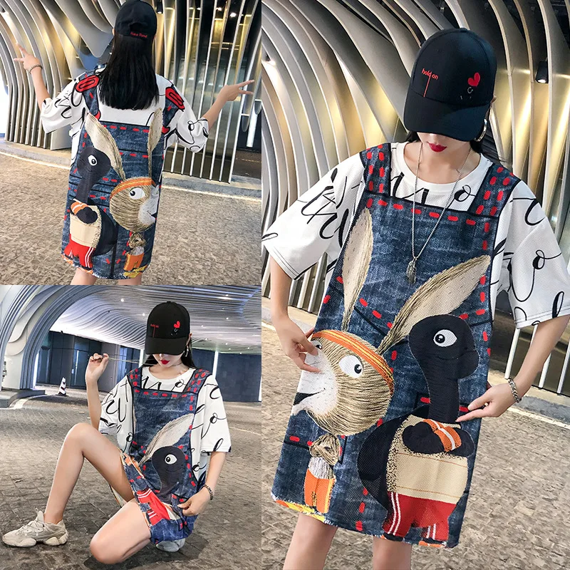 T Shirt Dress Cartton Printing Womens T-shirt Short Sleeve Casual Femme Tops O-neck Plus Size Streetwear Blusas Ropa Mujer L0012 | Женская