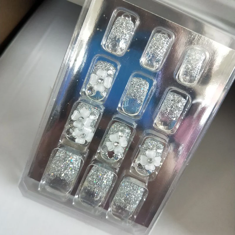 24 шт./компл. Стразы накладные ногти Стикеры невесты Пресс на Поддельные для ухода