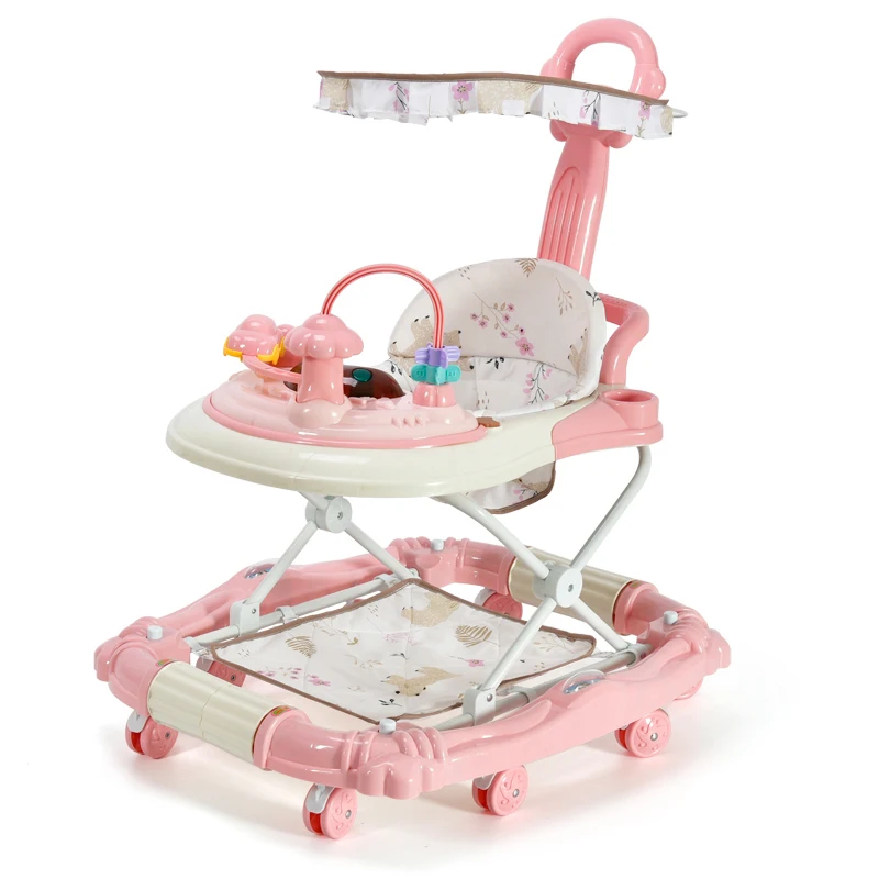 

Multi-function Anti-rollover Baby Walker Rocking Horse Learning Toddler Can Sit and Push Trolley With Music Dinner Plate