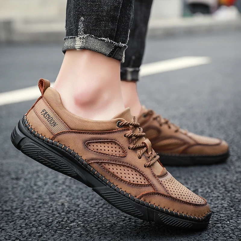 

masculinoshombre de mens mesh black running sneakers men's autumn sport leather sapatenis for shoe genuine cuero Moccasins