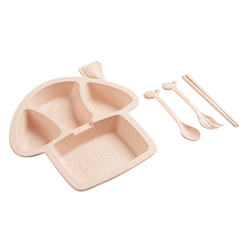 

Baby Tableware Children Cartoon Feeding Dishes Kids Natural Bamboo Fiber Dinnerware With Bowl Fork Cup Spoon Plate1