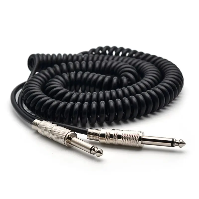 

5m Guitar Bass Spring Mini-Plug Cable Line Connector 6.35mm Straight Angle Plug 875D