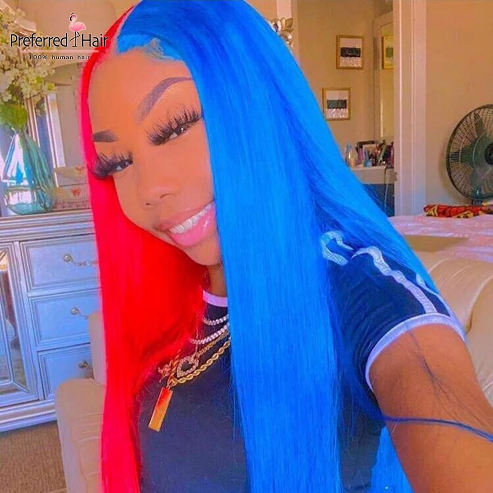 Предпочтительный розовый фиолетовый хайлайтер парик предварительно выщипанные