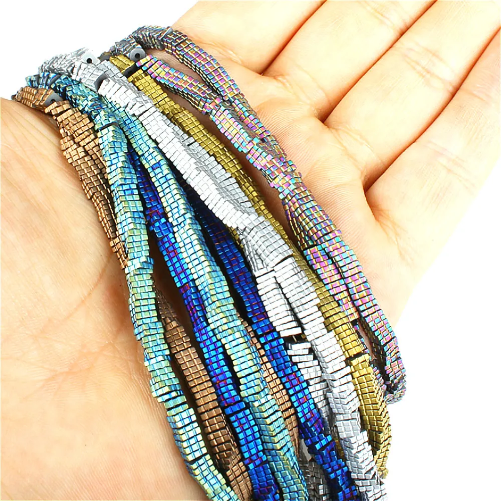 

Natural Stone Hematite Beads Necklace Making Color Plated Beads DIY Jewelry Necklace Bracelet Accessory Supplies 4x1mm