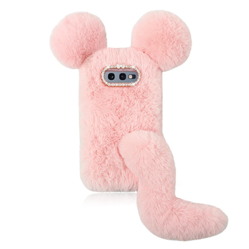 Милый плюшевый дизайнерский чехол для телефона с мышкой сохраняющий тепло