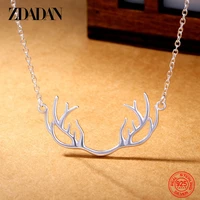zdadan 925 sterling silver cute antler necklace chain for women marry wedding jewelry fashion gift