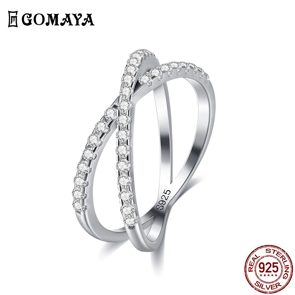 

GOMAYA Sparkle Interwoven Ring 925 Sterling Silver Cubic Zirconia Finger Rings For Women Engagement New Arrival Fine Jewelry