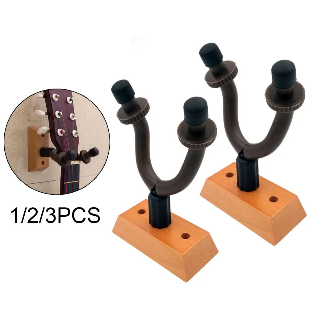 

1/2pcs Wooden Guitar Hanger Stand Holder Hooks Ukelele Uke Stringed Instrument Holder Display Wall Mount Heavy Duty Wood Base
