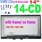 ЖК-экран с дигитайзером для ноутбуков HP Pavilion X360 14-CD 14 CD Series, сенсорный ЖК-дисплей в сборе, сменная панель с рамкой