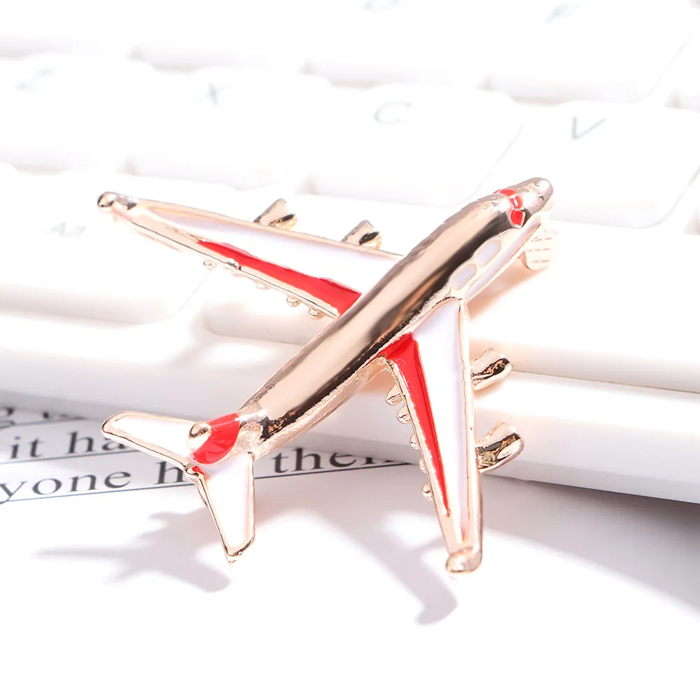 Милая маленькая брошь в виде самолета металлические броши золотого цвета с синей