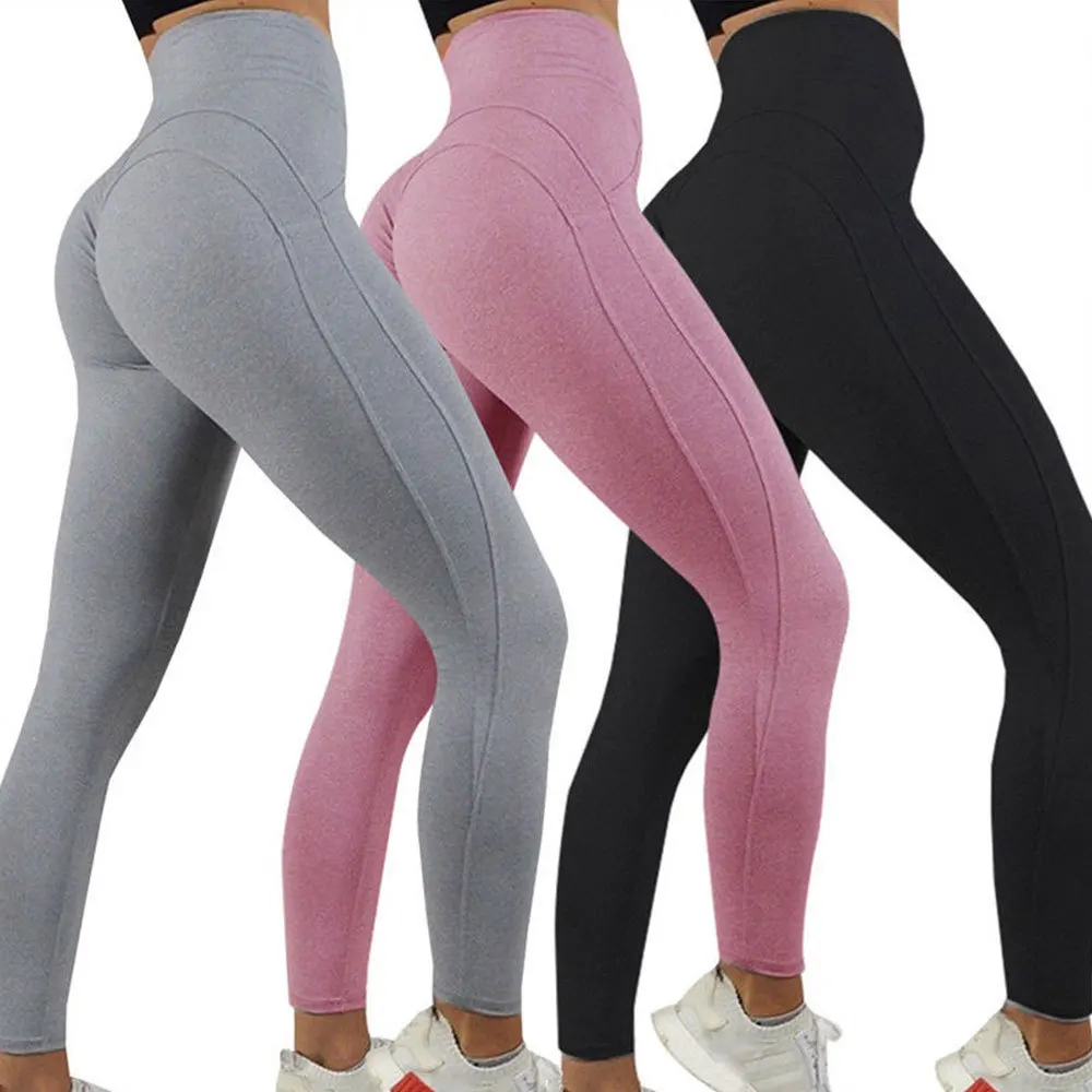 

Women Elastic Waist Workout Leggings Oblique Triangle Waist Hip Fold High Waist Fitness Tummy Control Pants Black Blue Leggings