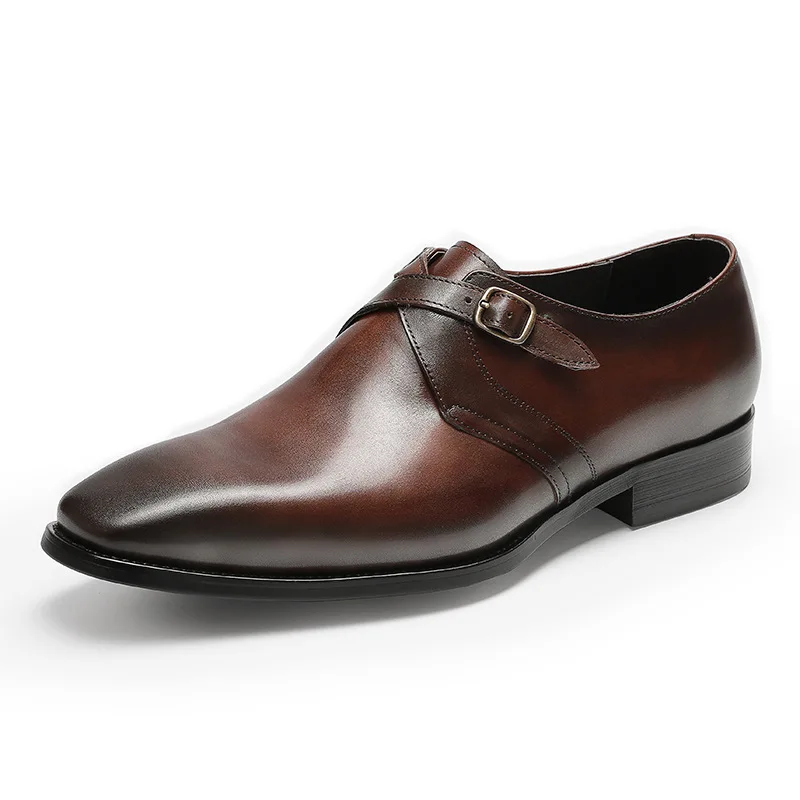 

New Business Fashion Dress Genuine Leather Shoes Men's Buckle Shoes Cowhide Inner Lining Men's Shoes Soulier Homme KV150