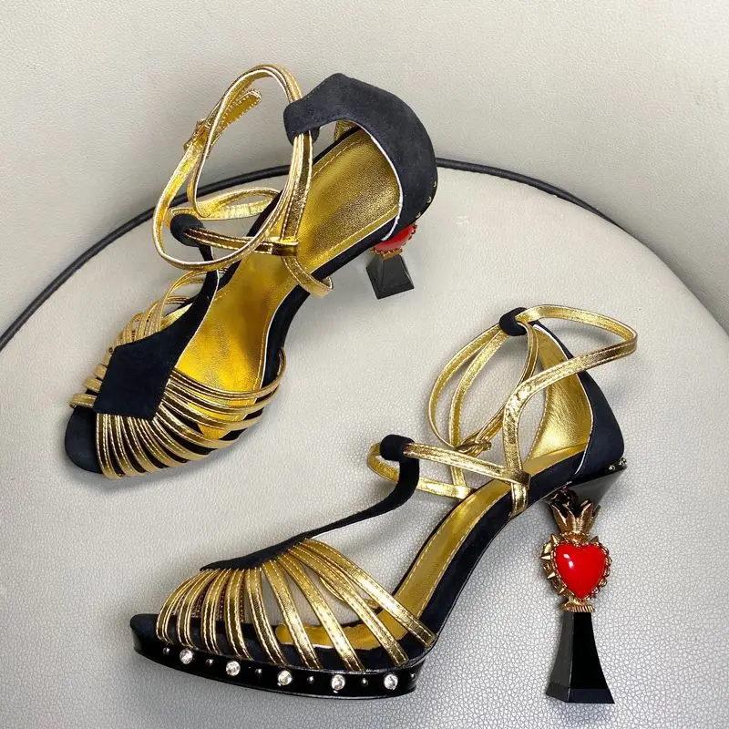 

Prowow Luxury women high heel sandals customization summer high heel women sandals flower narrow band stiletto shoes