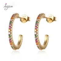 925 sterling silver hoop earring gold circle color zircon ear jewelry sweet simple noble gift fashion luxury earrings for women