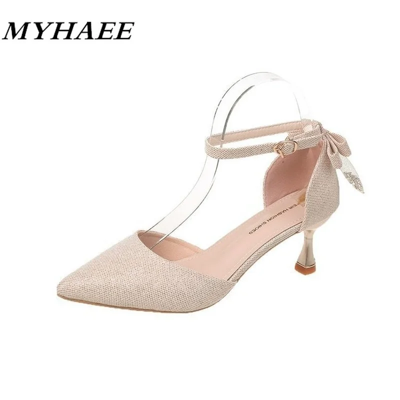 

2021 Summer New Fashion Comfortable Pointed Women's Sandals One Word Buckle Women's Casual Sandals Mature Sexy Stiletto Heels