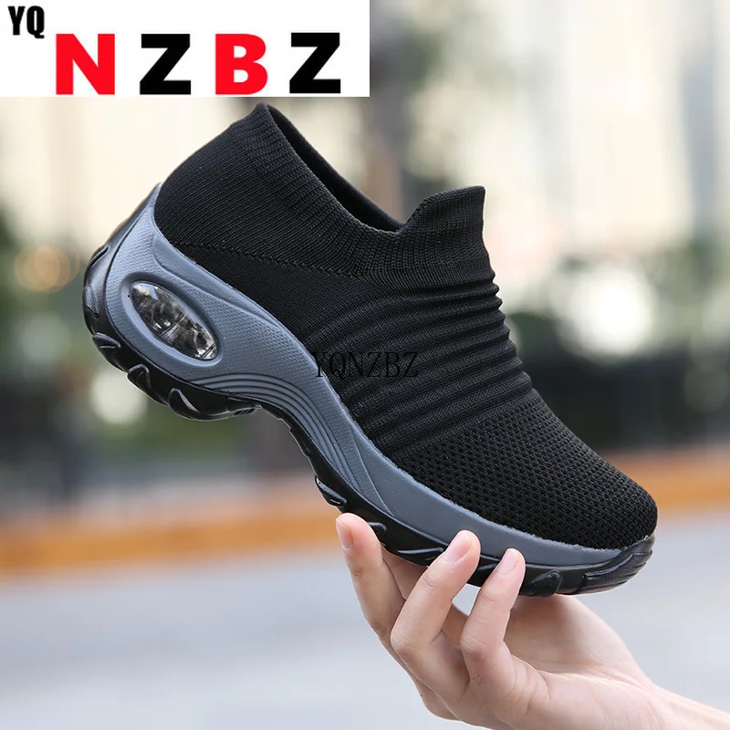 

2021 Spring Women Breathable Shoes Woman Flat Slip on Platform Tenis for Women Mesh Sock Sneakers Shoes Zapatillas Aire Mujer