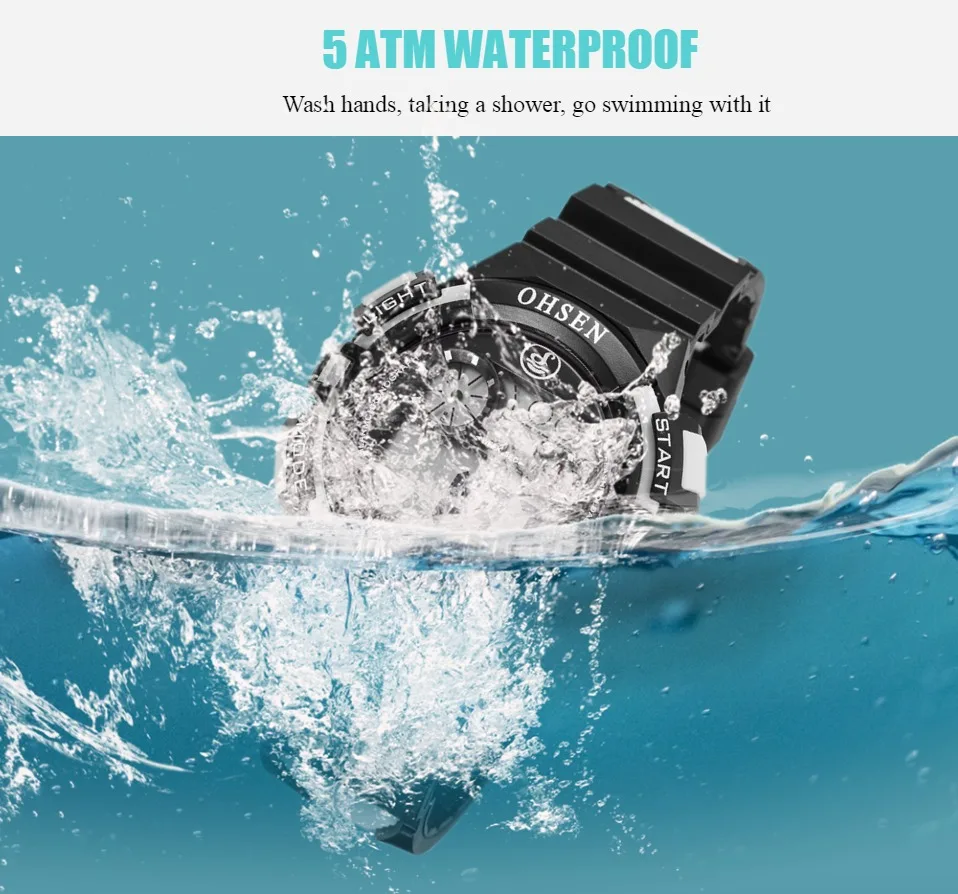 Водонепроницаемые цифровые часы для мальчиков и девочек модные черные детские