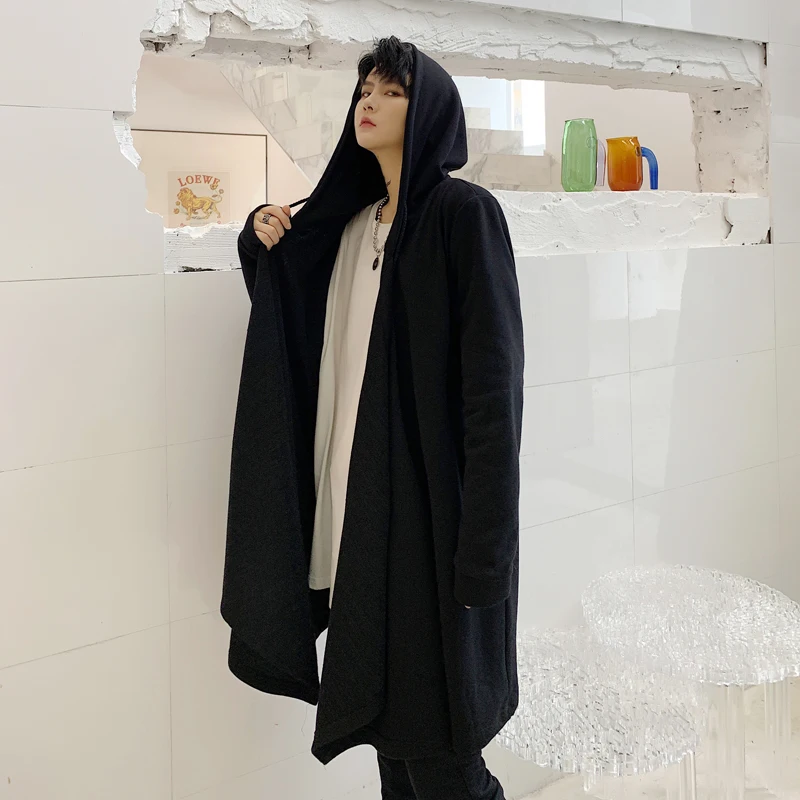 Модная Корейская мужская куртка с капюшоном кардиган длинными рукавами