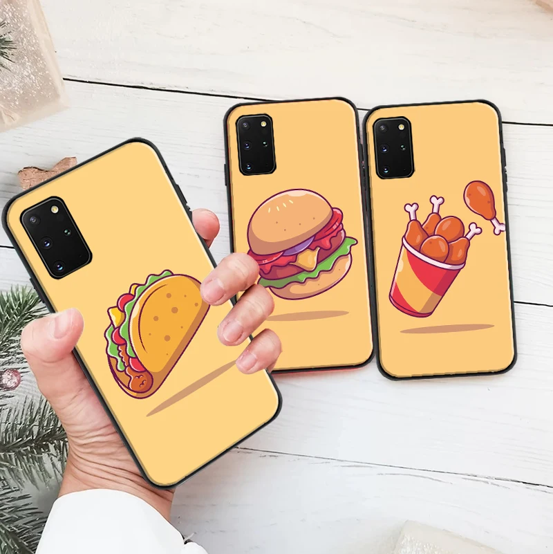 

Cute Food Doughnut Ice cream Hamburger Phone Case For Samsung Galaxy S8 S9 S10 Plus S20 S20 FE Lite Ultra Cover Fundas Coque