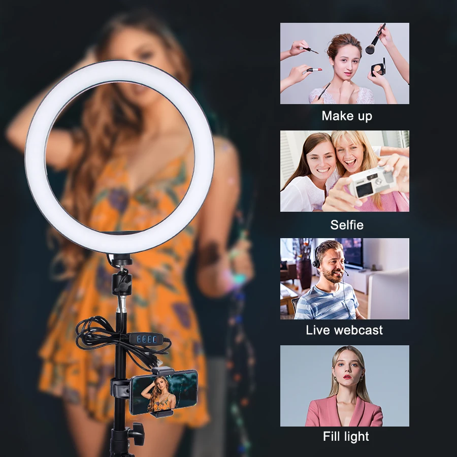 MAMEN 10 дюймов светодиодный кольцевой светильник для селфи камера фото фотостудия