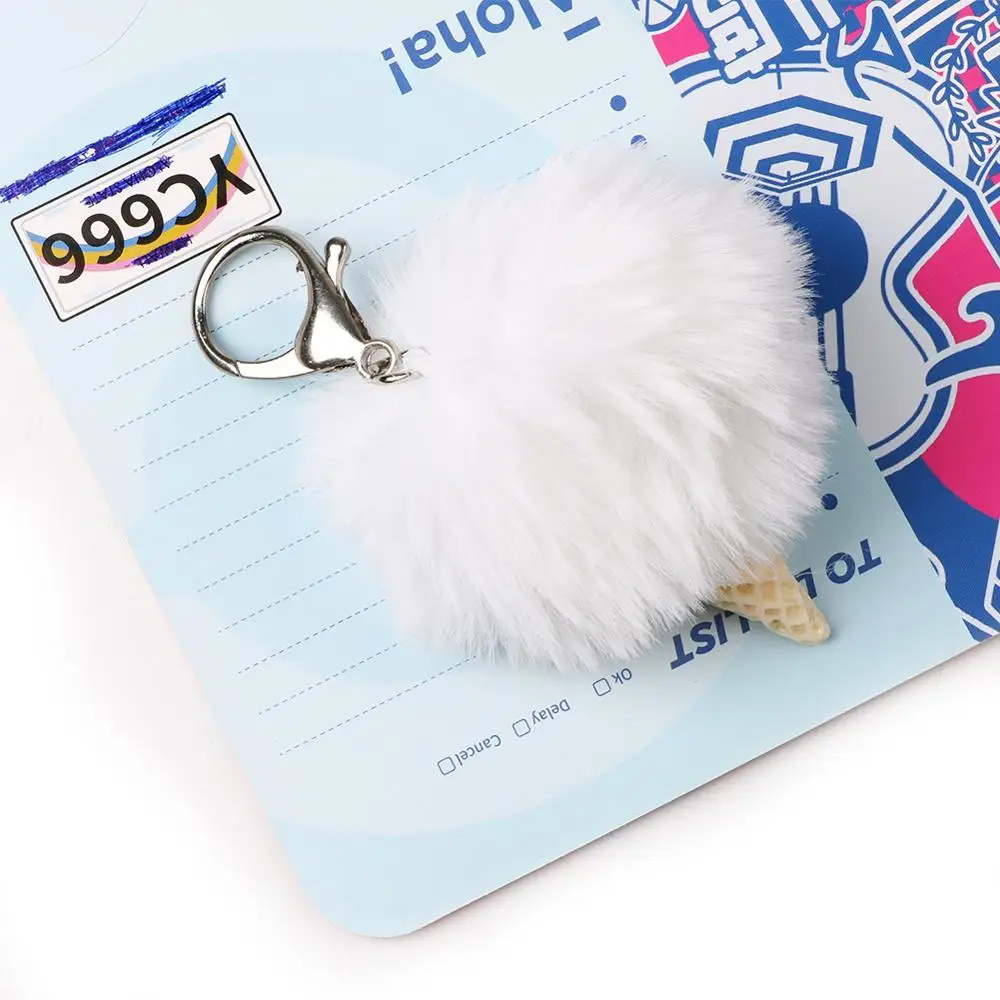 Модный меховой шар мороженое конус брелок пушистый акриловый кольцо помпон