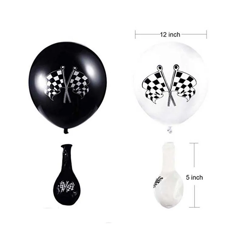 

10pcs 12inch Black White Racing Flag Latex Balloons Checkered Racing Car Themed Party Birthday Party Decoration Kids Toy Globos