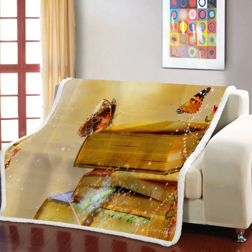 

Book/Butterfly Sherpa Blanket Artistic Conception Weighted Blanket For Kids Blanket Home Bedroom Blanket Picnic Throw Blanket
